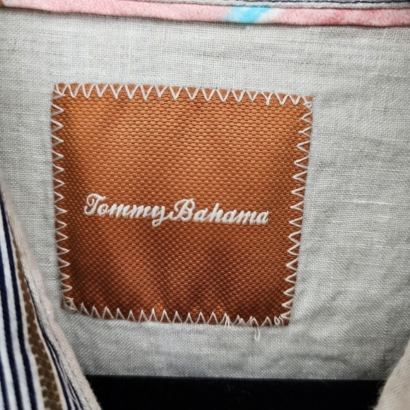 Tommy Bahama cream stripe button downs mens shirt 12xl big and tall - Picture 6 of 11